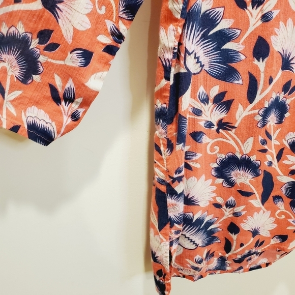 J Crew women's Floral print 3/4 sleeves casual relaxed fit blouse size M - Picture 4 of 10